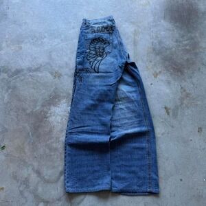 Baggy Wide Leg Tribal Sunny Southpole Styl Y2K Skater Vintage Jeans 36x32